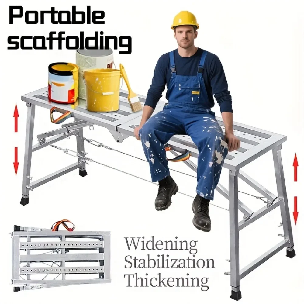 

Portable Folding Scaffolding Platform, Thickened Steel Cable Fixing, Maximum Load 1400 Lbs, Height Can Be Adjusted Individually