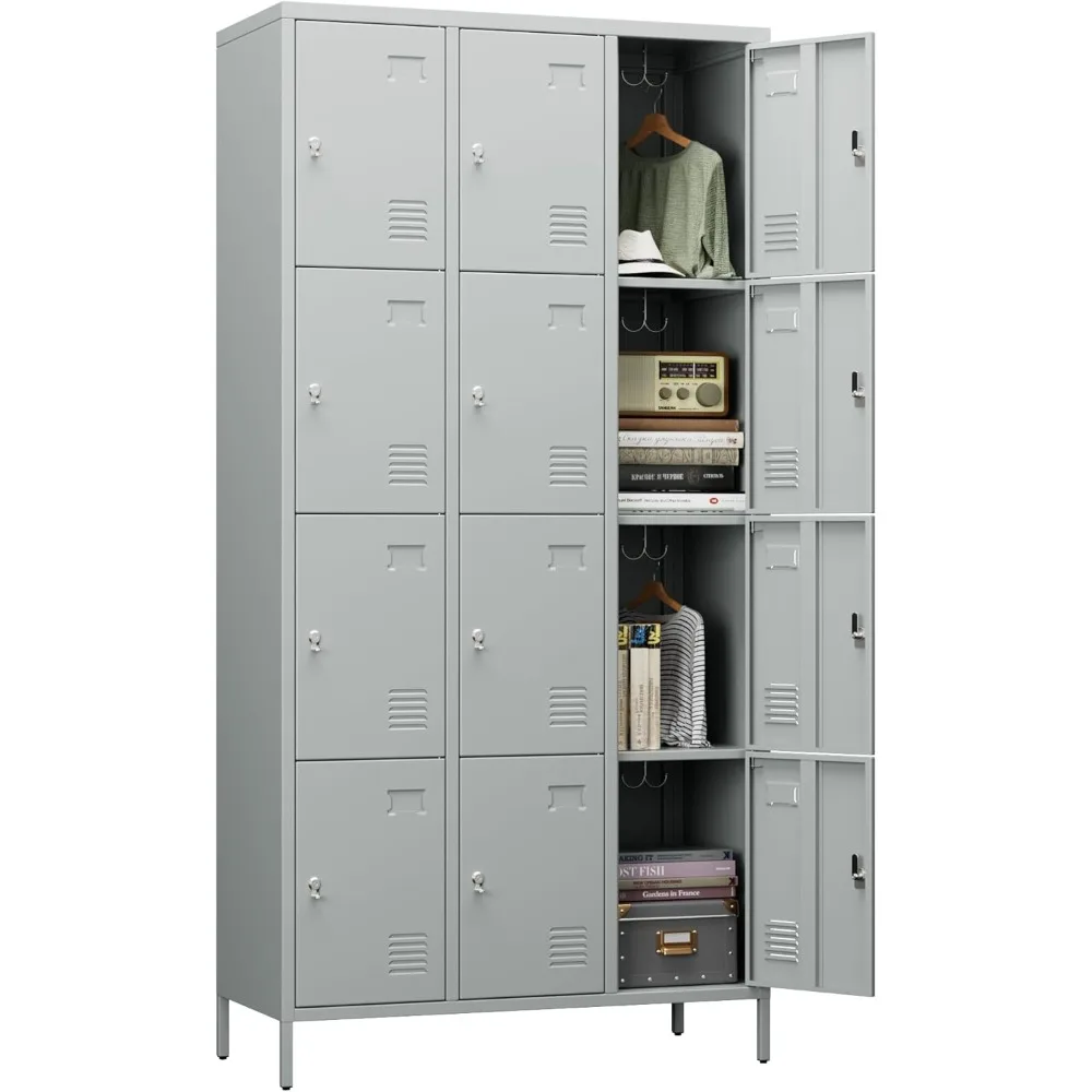 Doors Metal Storage Locker for Employees, Industrial Steel Storage Locker for School Office Gym Garage Bedroom, Assembly Require