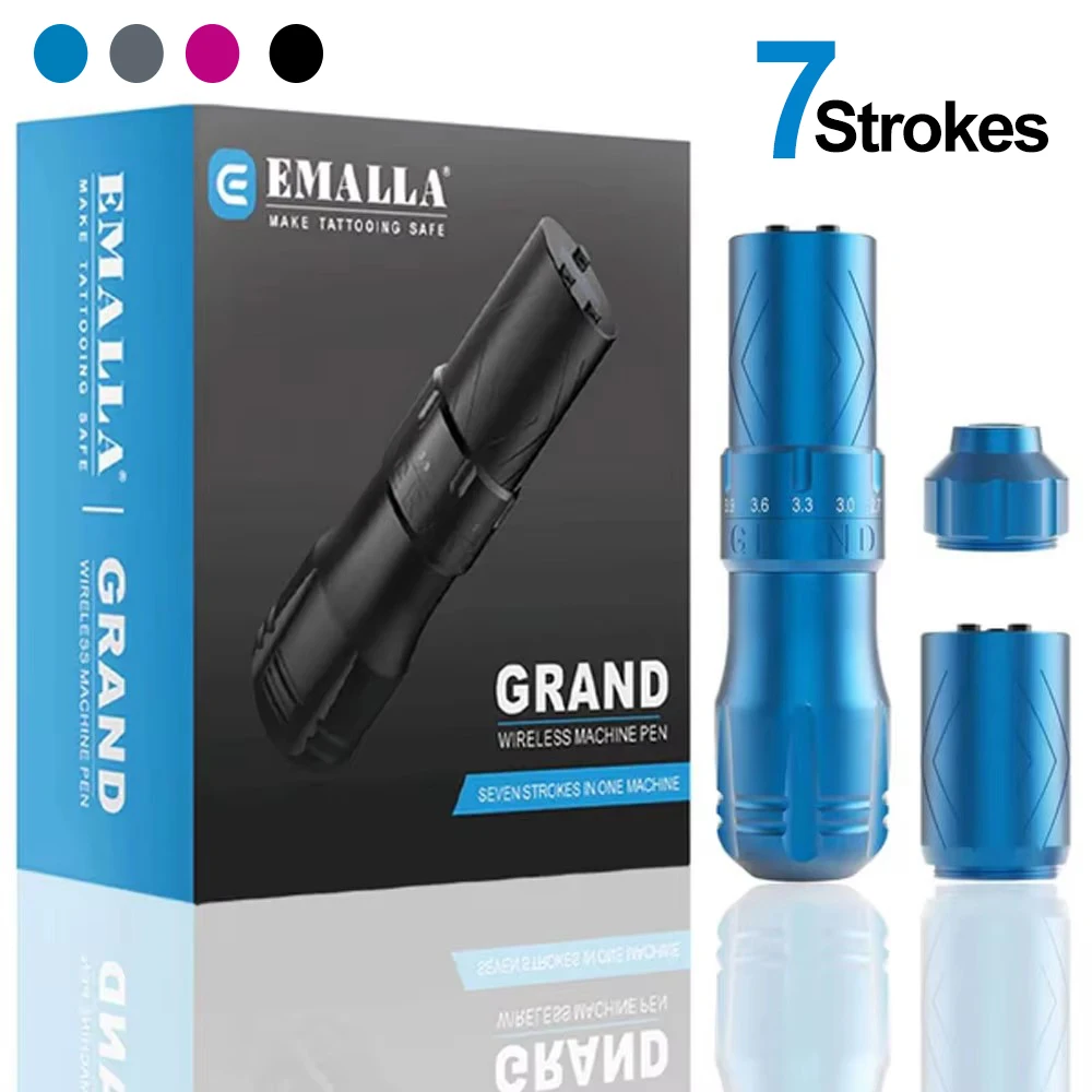 

EMALLA GRAND Wireless Rotary Tattoo Machine Pen Stroke Adjustable Brushless Motor LED Screen Display Battery Wireless Tattoo Pen