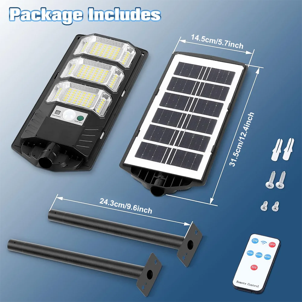 Solarbetriebenes 3-seitiges Flutlicht, IP67, wasserdicht, Bewegungsmelder, Außenwandlaterne, Sicherheitsstraßenlaterne für Parkplatz, Garage