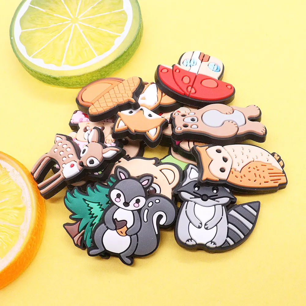 50Pcs Wholesale PVC Animals Owl Pinecone Kids Shoe Buckle Charms DIY TreecuteCharms  Accessories Fit Backpack