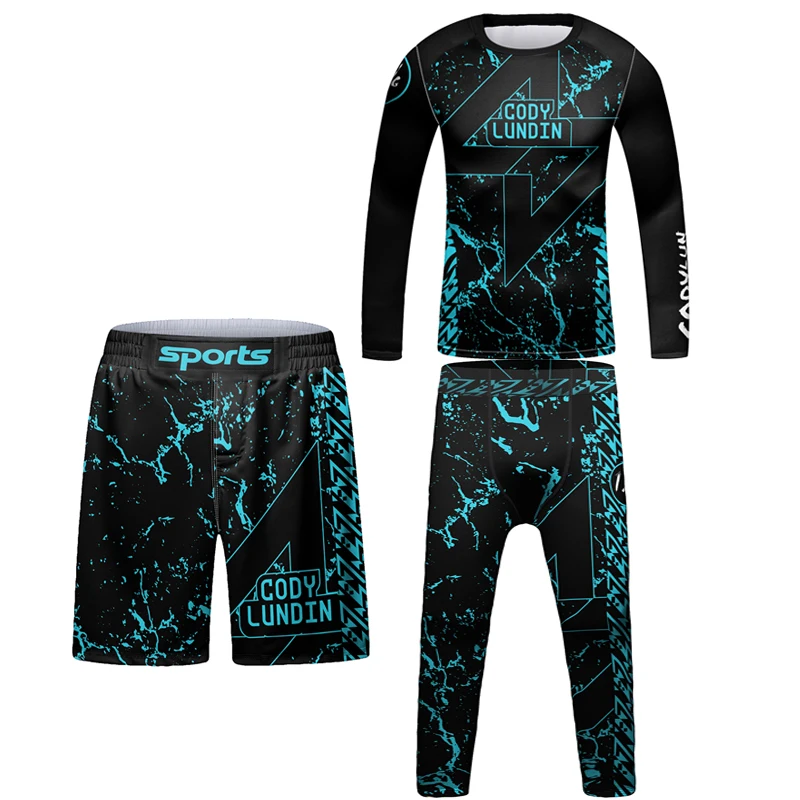 hot selling MMA Fight Kid Shorts T-shirt Rashguard bjj Breathable mma Muay Thai Boxing Clothing For Children Kickboxing Shorts