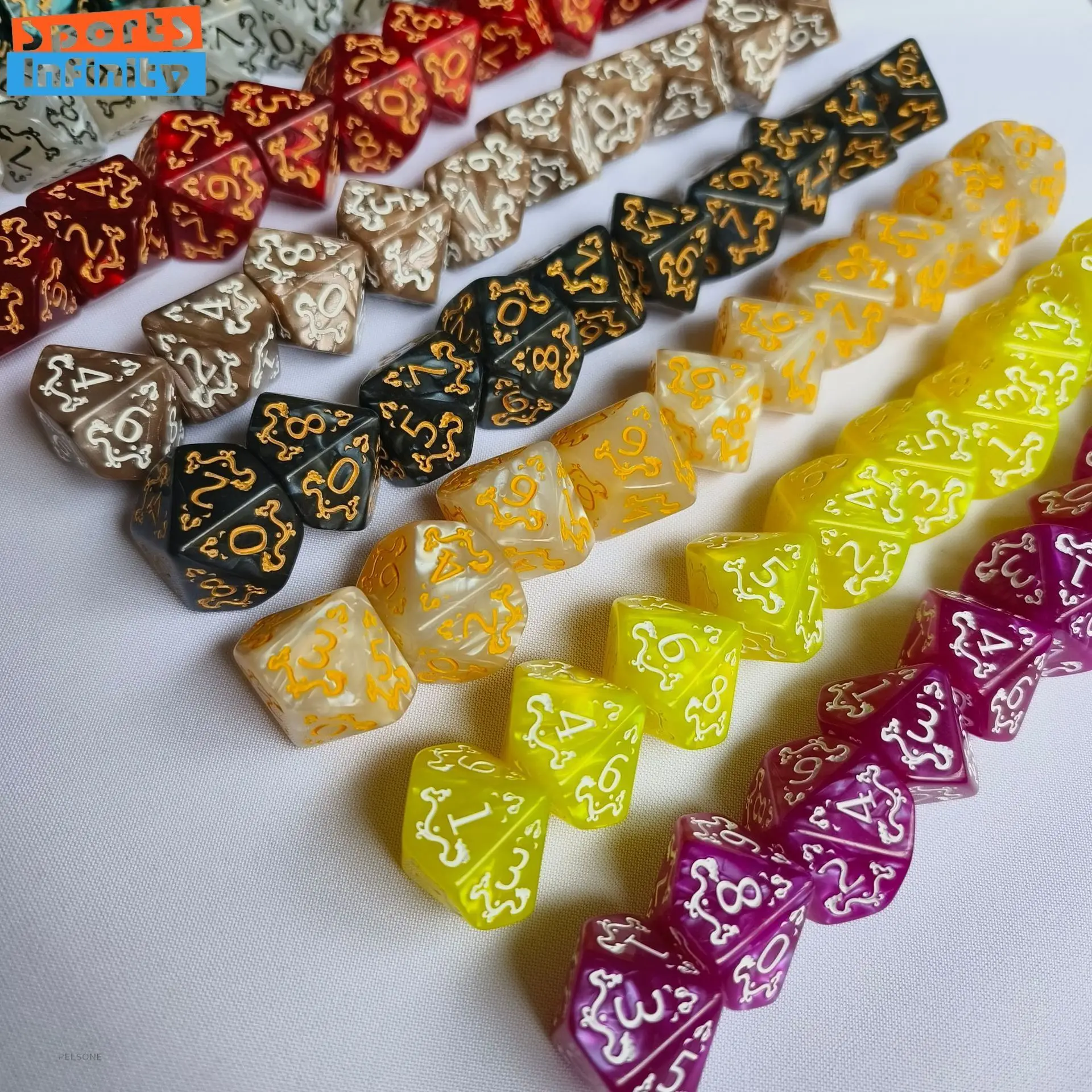 10 قطعة/المجموعة التنين طباعة مجموعة نرد متعدد السطوح D10 عدد النرد ل DND TRPG RPG D20 D12 D10 D8 D6 D4 الجدول مجلس ألعاب Dnd مجموعة النرد