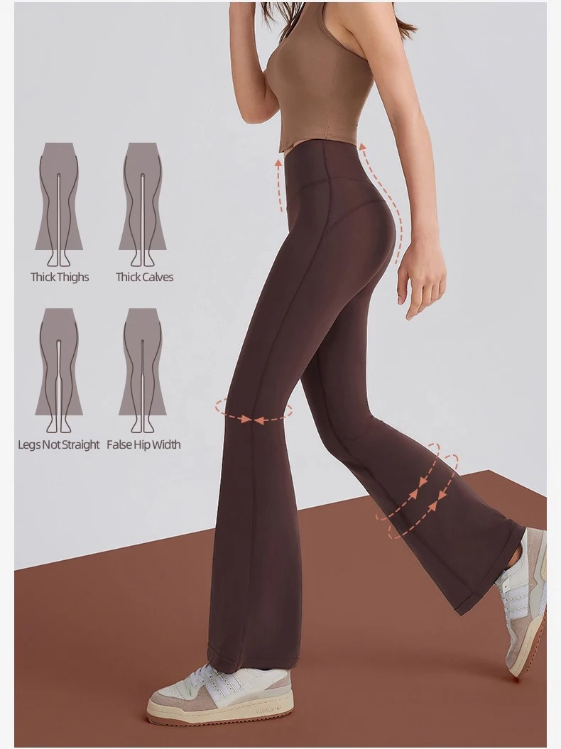 Modische Casual Streetwear Damen Schlaghose mit hoher Taille, elastisch, hüftformend, schlankmachend, atmungsaktiv, für Laufen, Sport, Radfahren, Pilates. – Detail 2