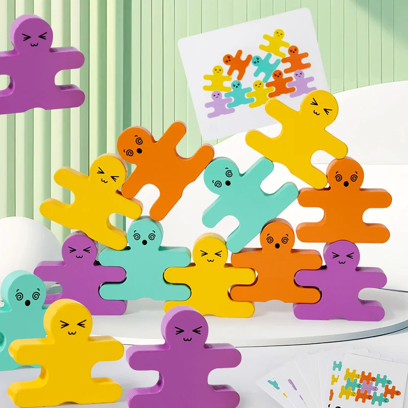 3D 子供木製ビルディングブロックバランス悪役ブロックモンテッソーリおもちゃ幼児のための早期学習微細運動能力ギフト