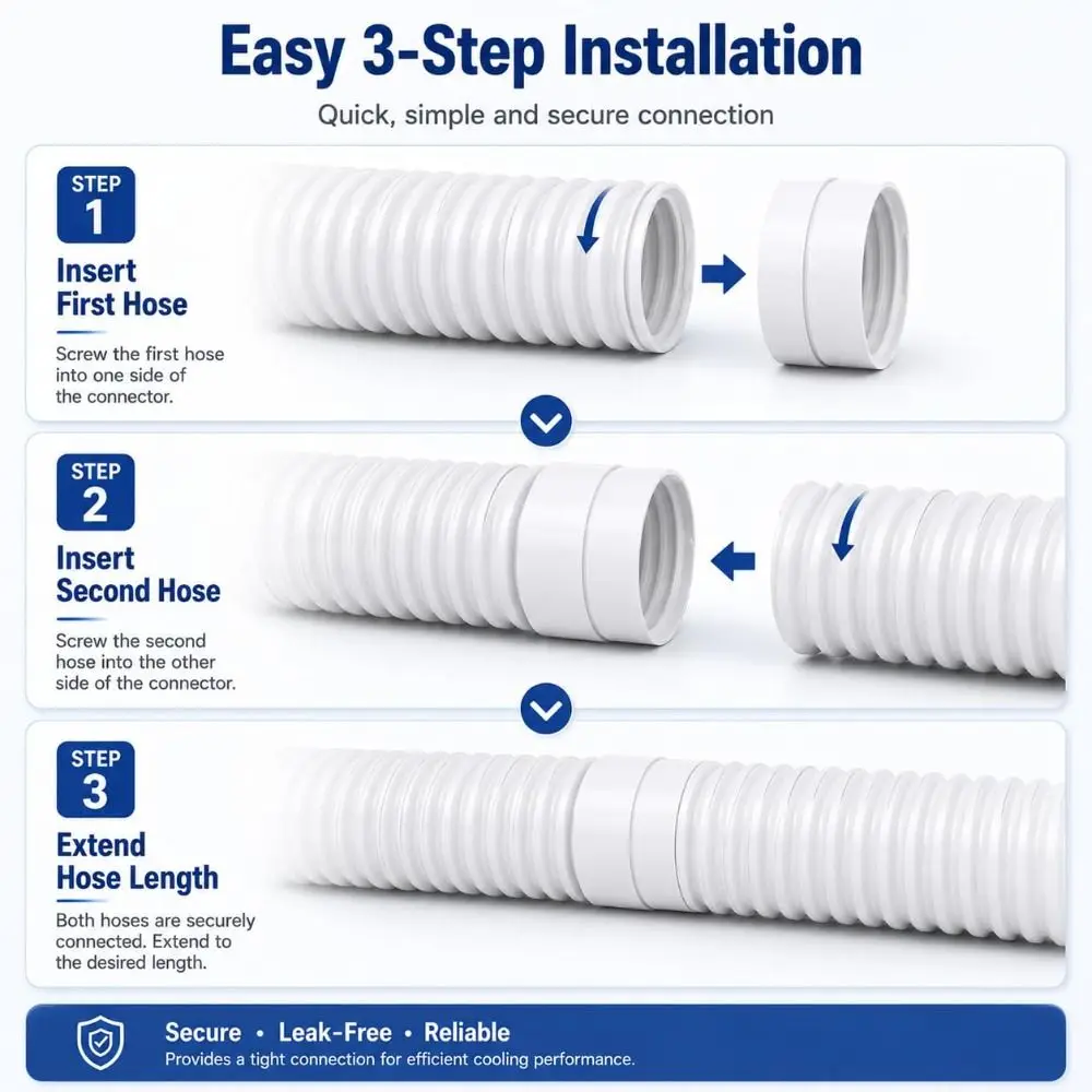 Vent Hose Connector Air Conditioner Hose Connector ABS Thread Adapter Exhaust Hose Adapter Clockwise Compatible Leak Resistant