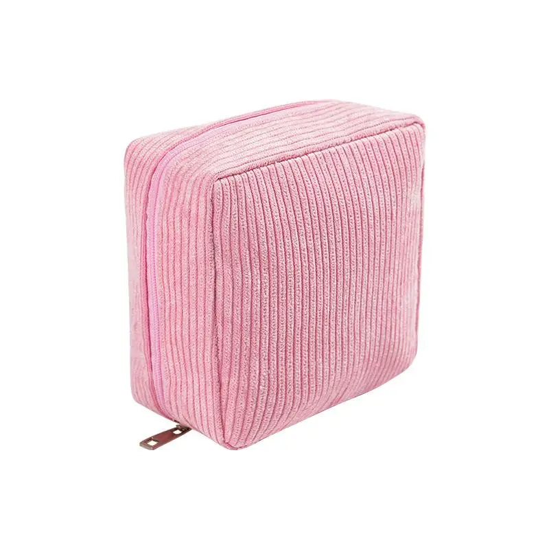 Corduroy-Hygieneartikel-Aufbewahrungstasche mit weicher Oberfläche und sicherem Reißverschluss für den täglichen Gebrauch, Reise-Handtaschen-Organizer – Detail 5