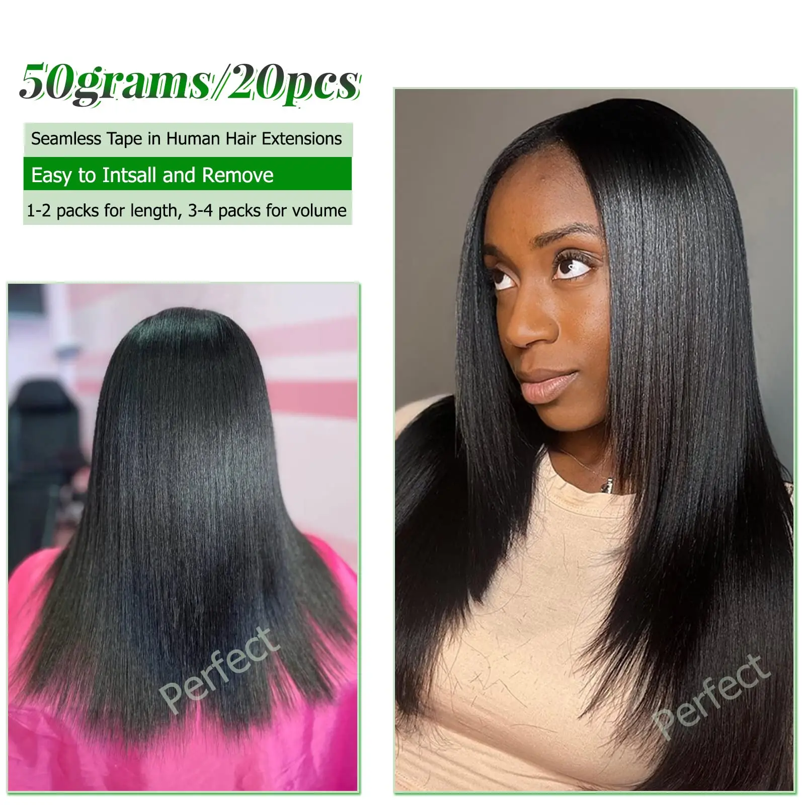 Yaki Straight Tape in Hair Extensions 14-26inches Real Virgin Human Hair Skin Weft Tape in Double Weft Glue in Hair Extensions