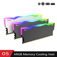 DDR Memory Cooler 5V-3PIN ARGB Memory Cooler, Aluminium Alloy with Thermal Silicone Pad for DDR5 DDR4 DDR3 DDR2 Desktop Compute