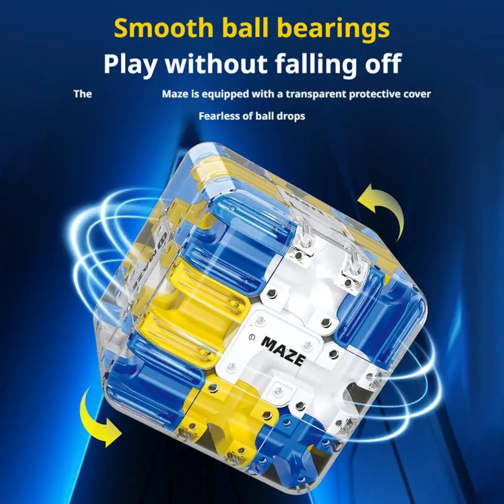 Blue 3D Ball Bearing Puzzle Cube Maze Educational Toy Parent Child Logic Training Stress Relief Cross Border Brain Teaser