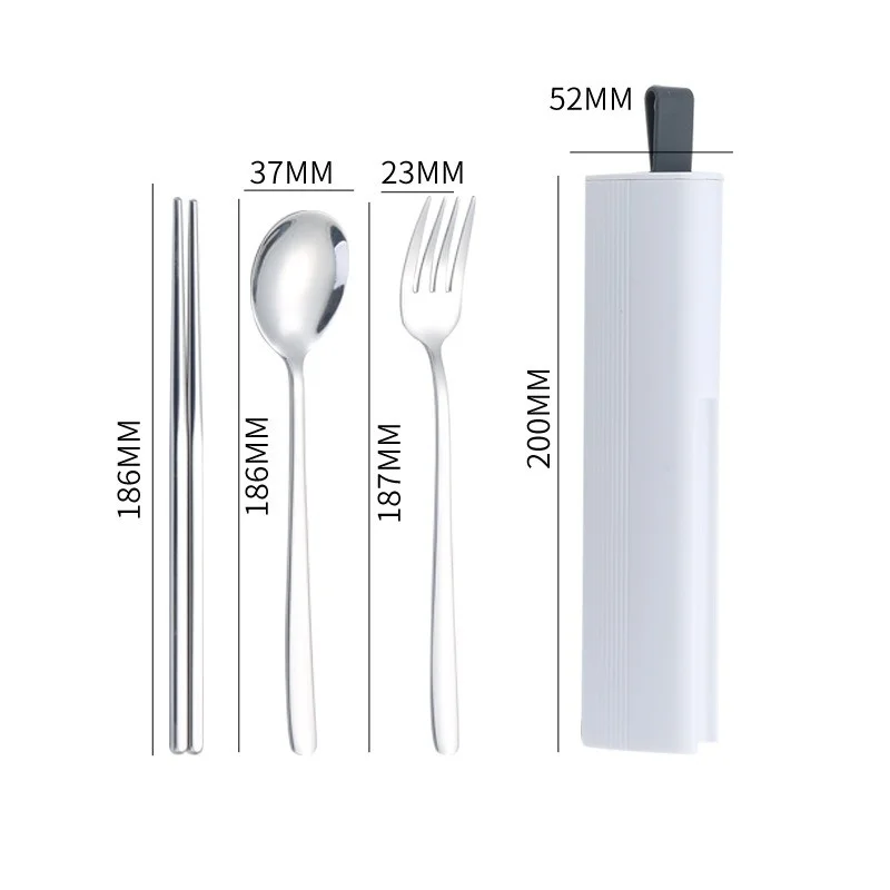304 Stainless Steel Travel Reusable Utensils Set Camping Spoon Fork with Case Chopsticks and Flatware Portable Cutlery Set view 6