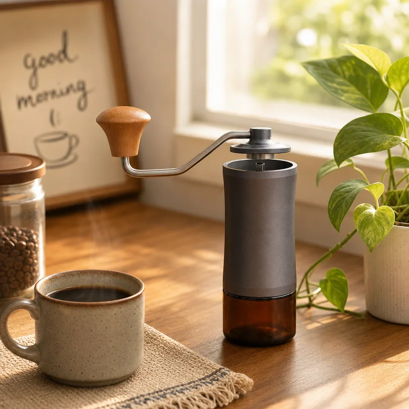 Portable Mill Espresso Tools French Press Manual Coffee Grinder Hand Crank Home Cafe Cnc Stainless Steel Glass Container