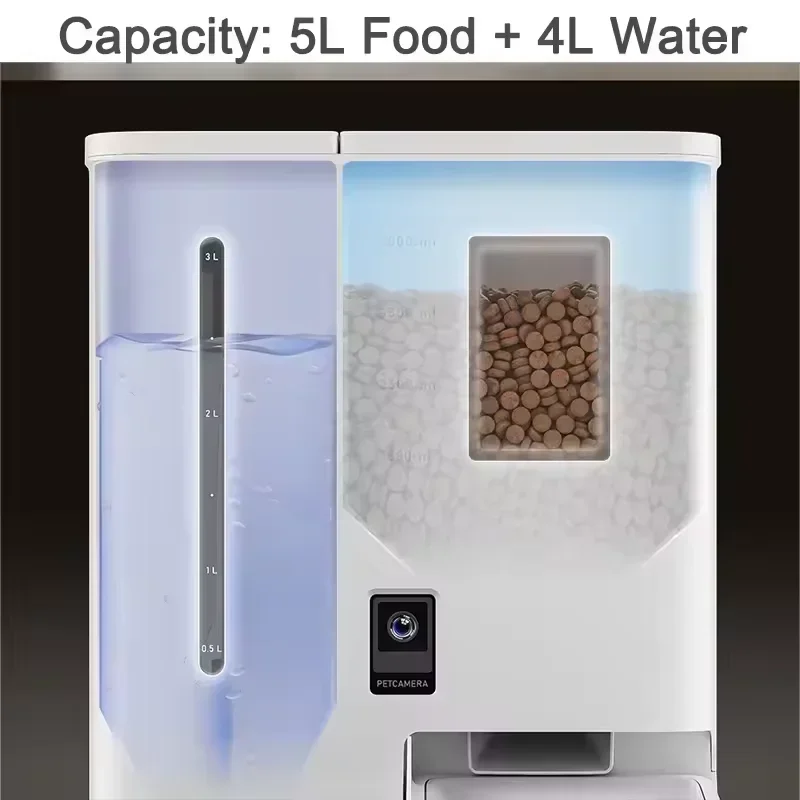 

Pet Supplies with Smart Control Slow Feeder Large Capacity 4L & 5L Automatic Cat & Dog Food & Water Feeder with Camera