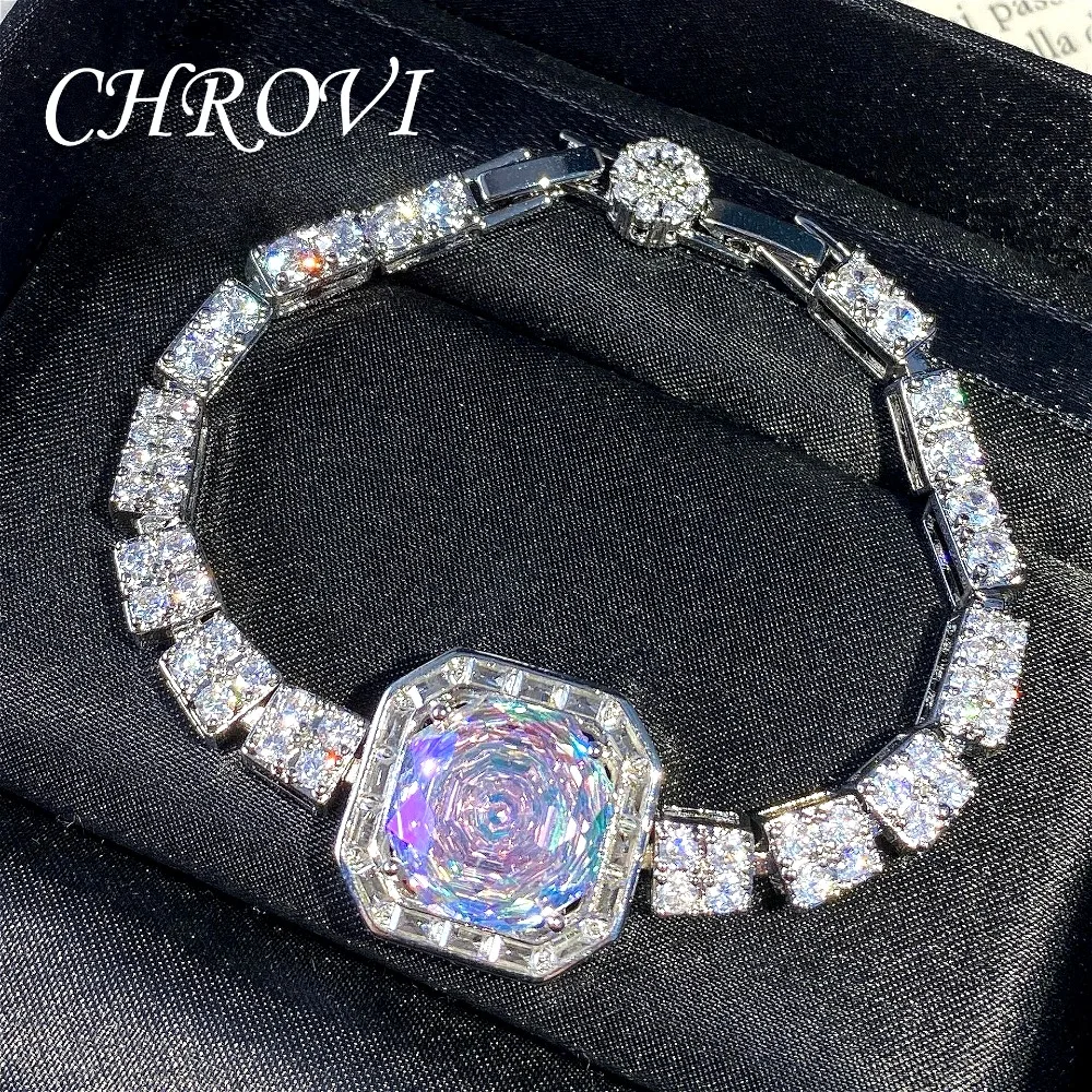 Luxuriöses 925 Sterling Silber Millennium Rose Farbiges Armband mit Diamanten für Damen – Detail 4