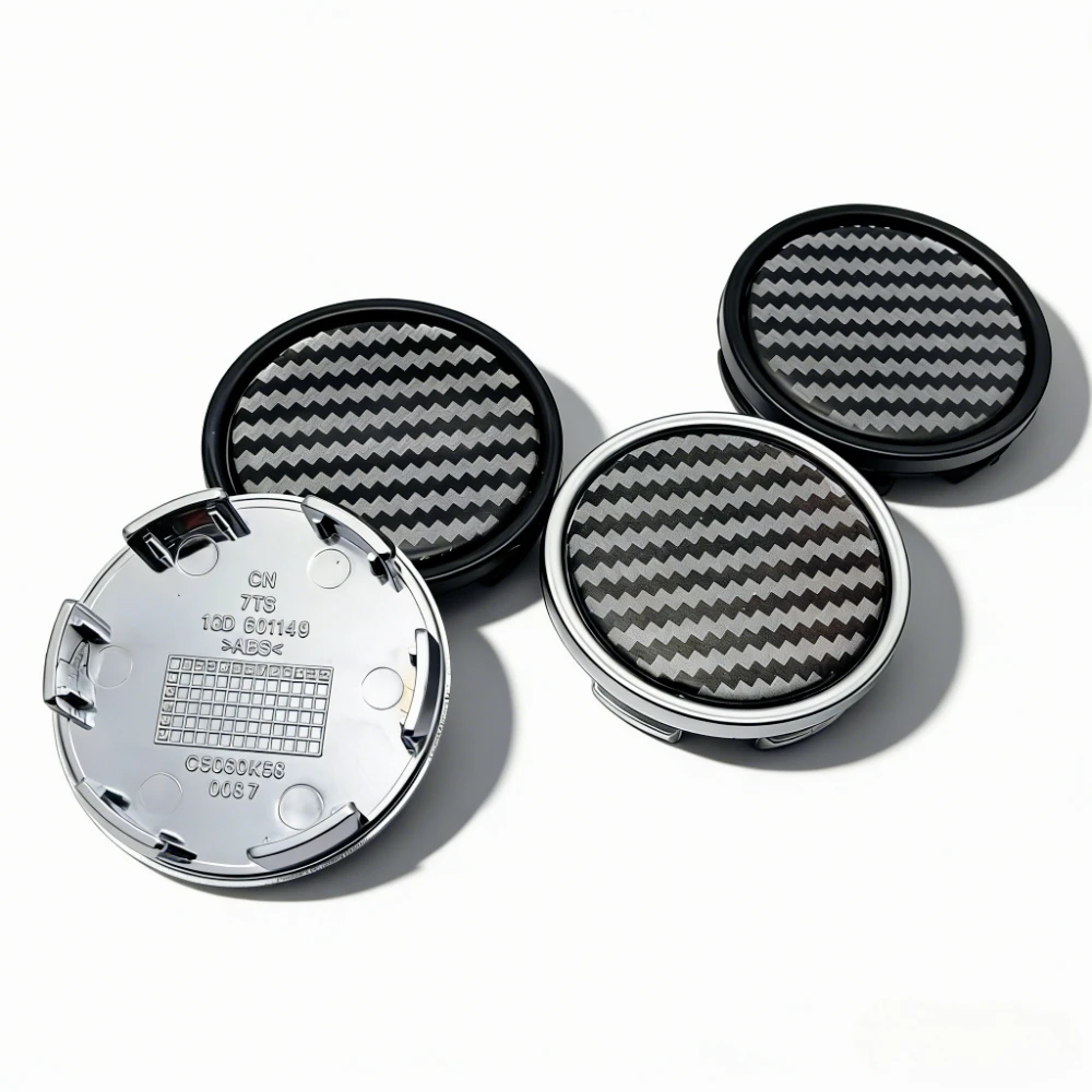 

4pcs No Logo Carbon Fiber Weave Emblem Car Wheel Center Caps 58MM Clips 53MM Wheels Hub Cap Rim Hubcaps Dust Cover Accessories