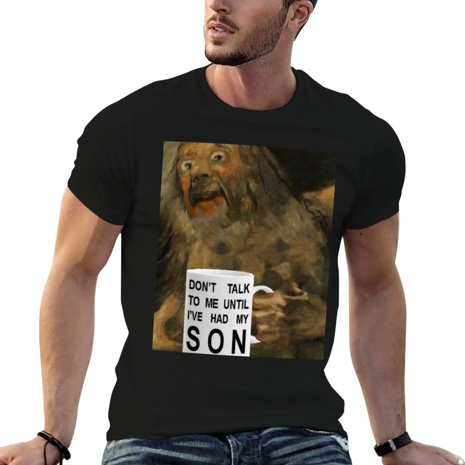 

don't talk to me until i've had my SON art meme sticker T-Shirt printed t shirts for man anime tshirt T-Shirt