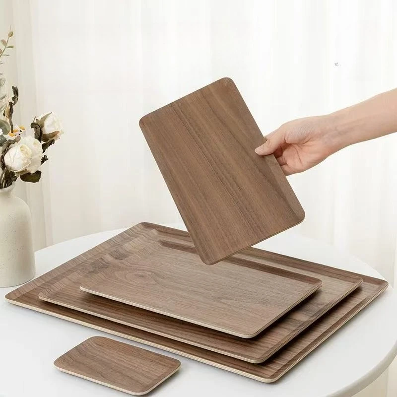 طبق مستطيل من خشب الجوز الطبيعي، طبق تقديم القهوة والحلوى والمعجنات، طبق تخزين، طبق خشبي ممتاز #2