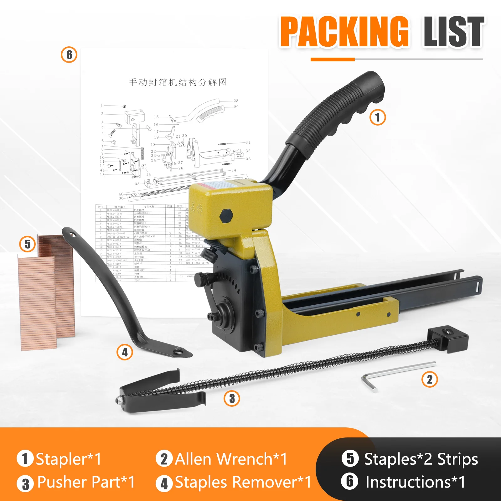 Manual Carton Closing Stapler15-18MM Sealing Machine for Box or Cartons with 2 Staples Closing Stapler Carton Box Tool Packing
