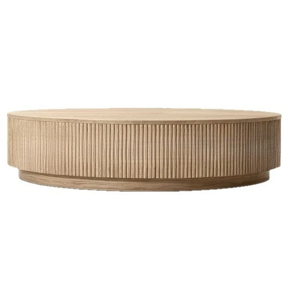 

American solid wood high-end, luxury coffee table living room, solid wood coffee table round design