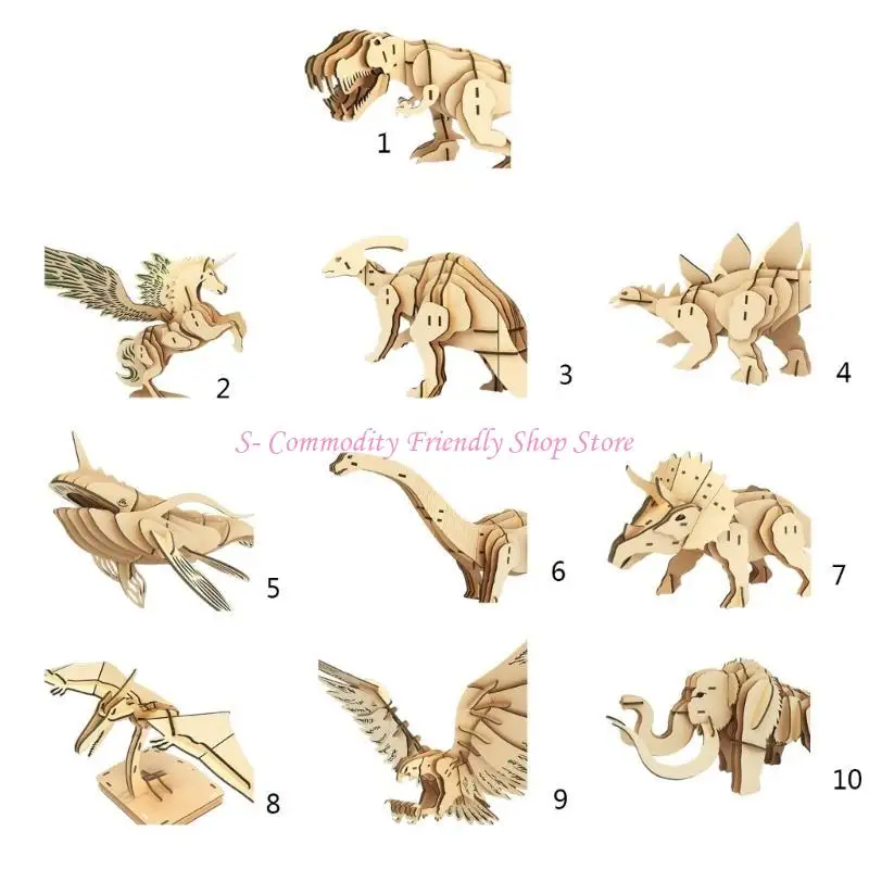 

85AE Diy Dinosaur Assembly DIY Dinosaur Model Toy Wooden Puzzle Dinosaur Puzzle