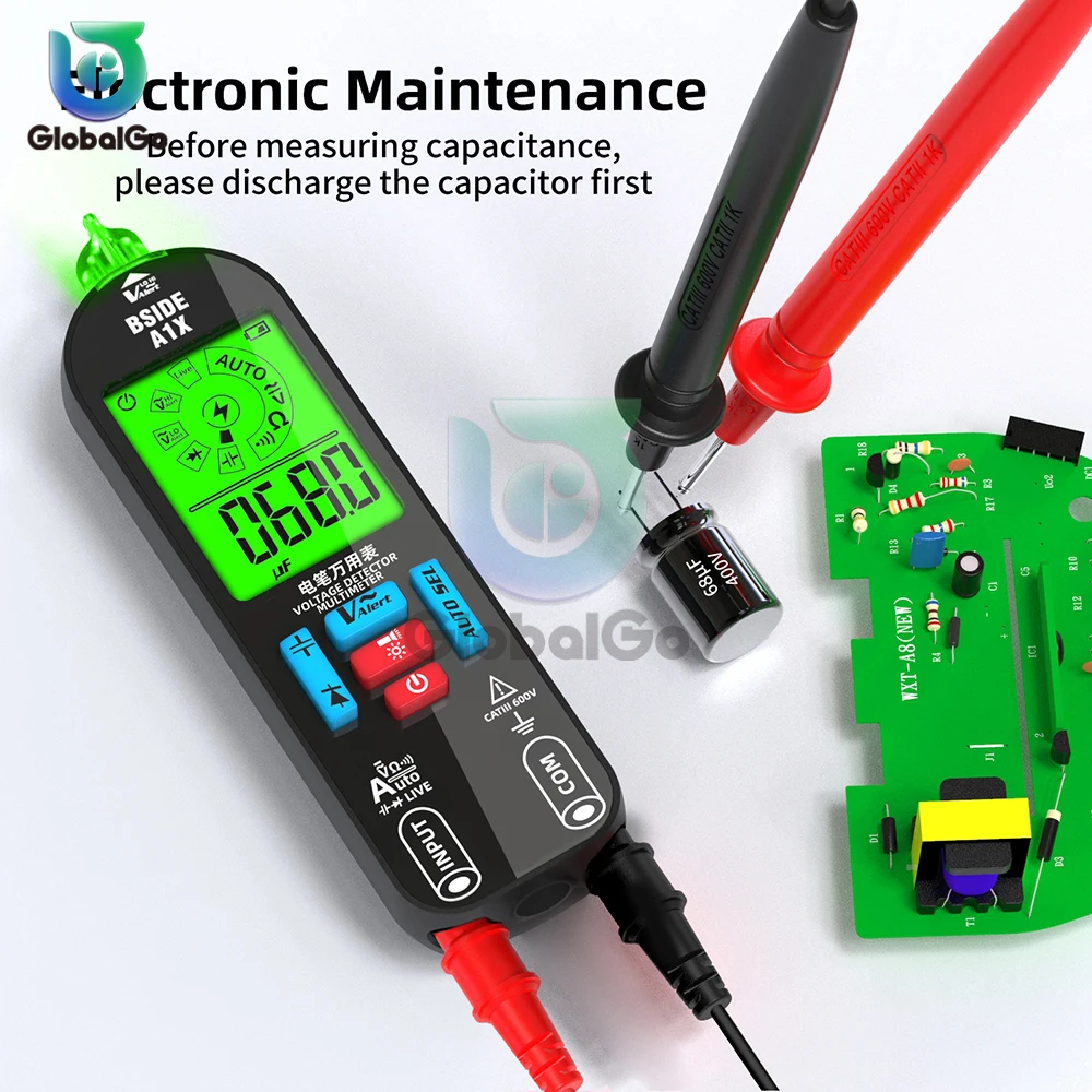 BSIDE A1X Bezstykowe Inteligentny Cyfrowy Multimetr Akumulator Elektroniczny Tester DC AC Napięcie AC Pojemność Diody Tester