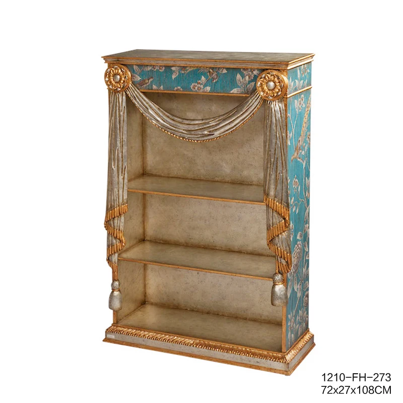 

European-Style Retro Hand-Painted Sea Blue Flower and Bird Painting Wall Mountable Shelf American Country Luxury Wine Rack