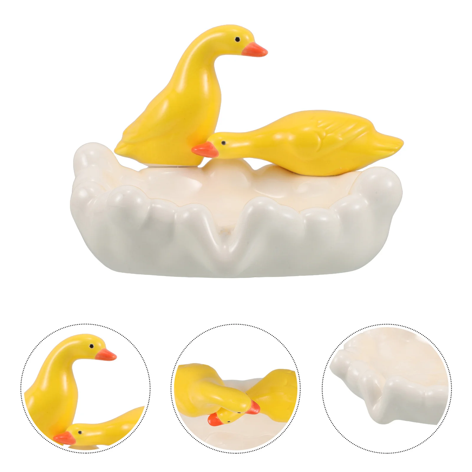 لطيف بطة طبق الصابون السيراميك الذاتي استنزاف صينية الحمام Rv ديكور التخزين المنظم يبقي الصابون جاف يطيل عمر #1