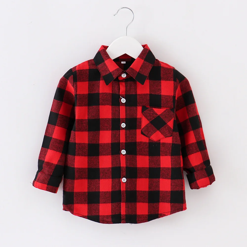 

2026 Spring Kids Plaid Shirt Fashion Casual Long Sleeve Shirt for Boy Girl School Daily Wear Button Tops Unisex Children Blouses