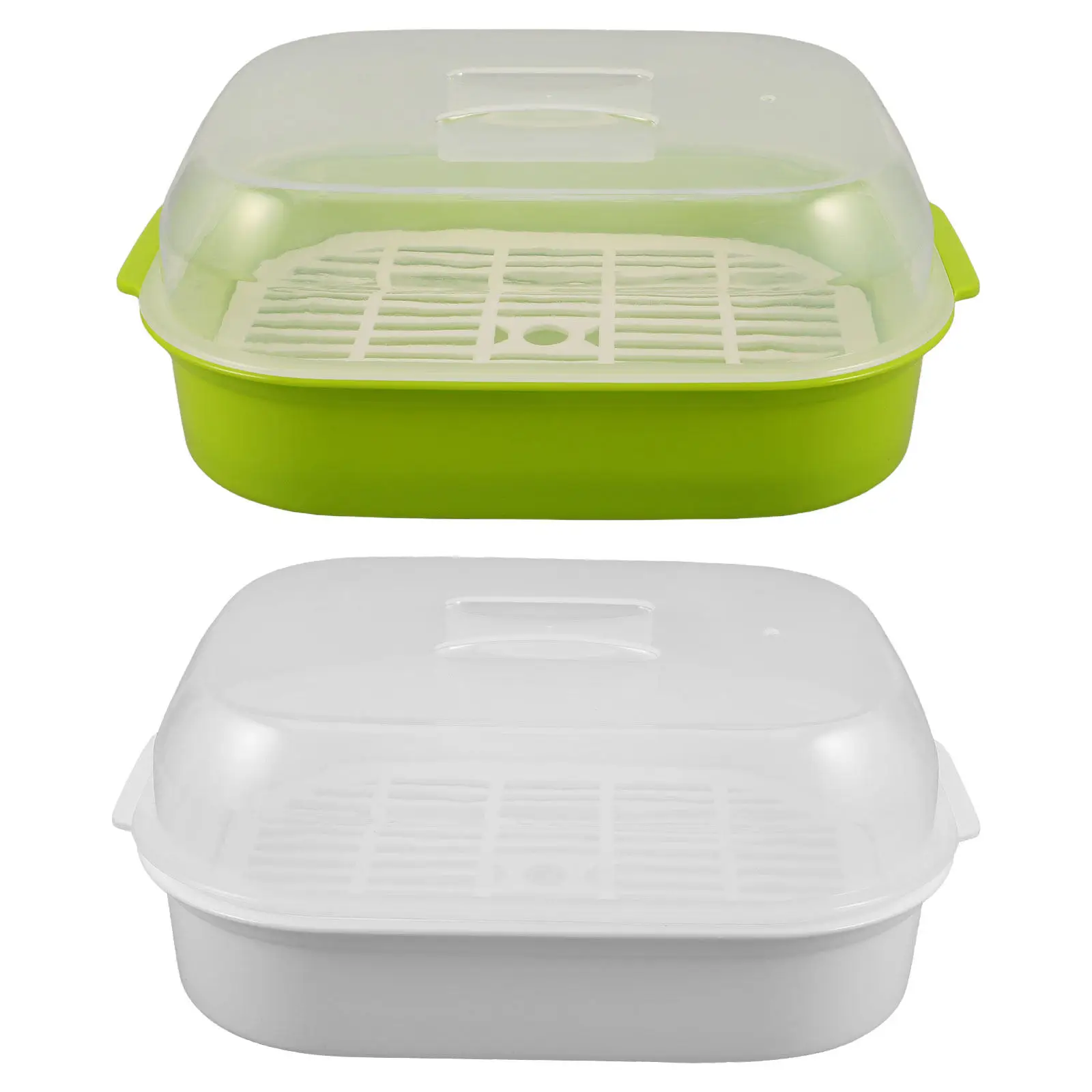 

2Pcs Microwave Steamer Bowl with Lid Large Capacity Plastic Food Grade Steamer Cooker for Dumplings Vegetables Seafood Asian