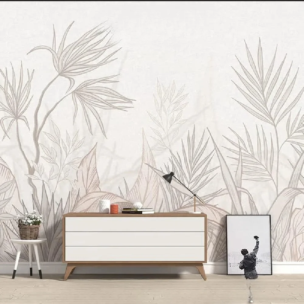 Customized mural wallpaper rustic atmosphere Southeast Asian plant leave living room bedroom background decoration wallpaper ﻿