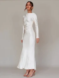 Articat-vestido ceñido de manga larga para mujer, vestido de noche para fiesta y discoteca, vestido largo liso con cuello redondo ajustado para mujer, novedad de otoño 2023