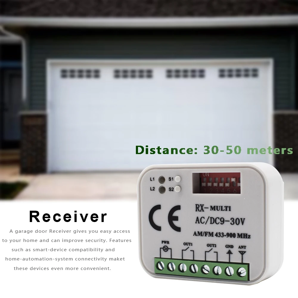 Universal RX Multi Garage Door Remote Control Receiver 433MHz 868MHz Tuya 2CH WiFi Switch DC AC 9-30V 85-250V Smart Life Alexa