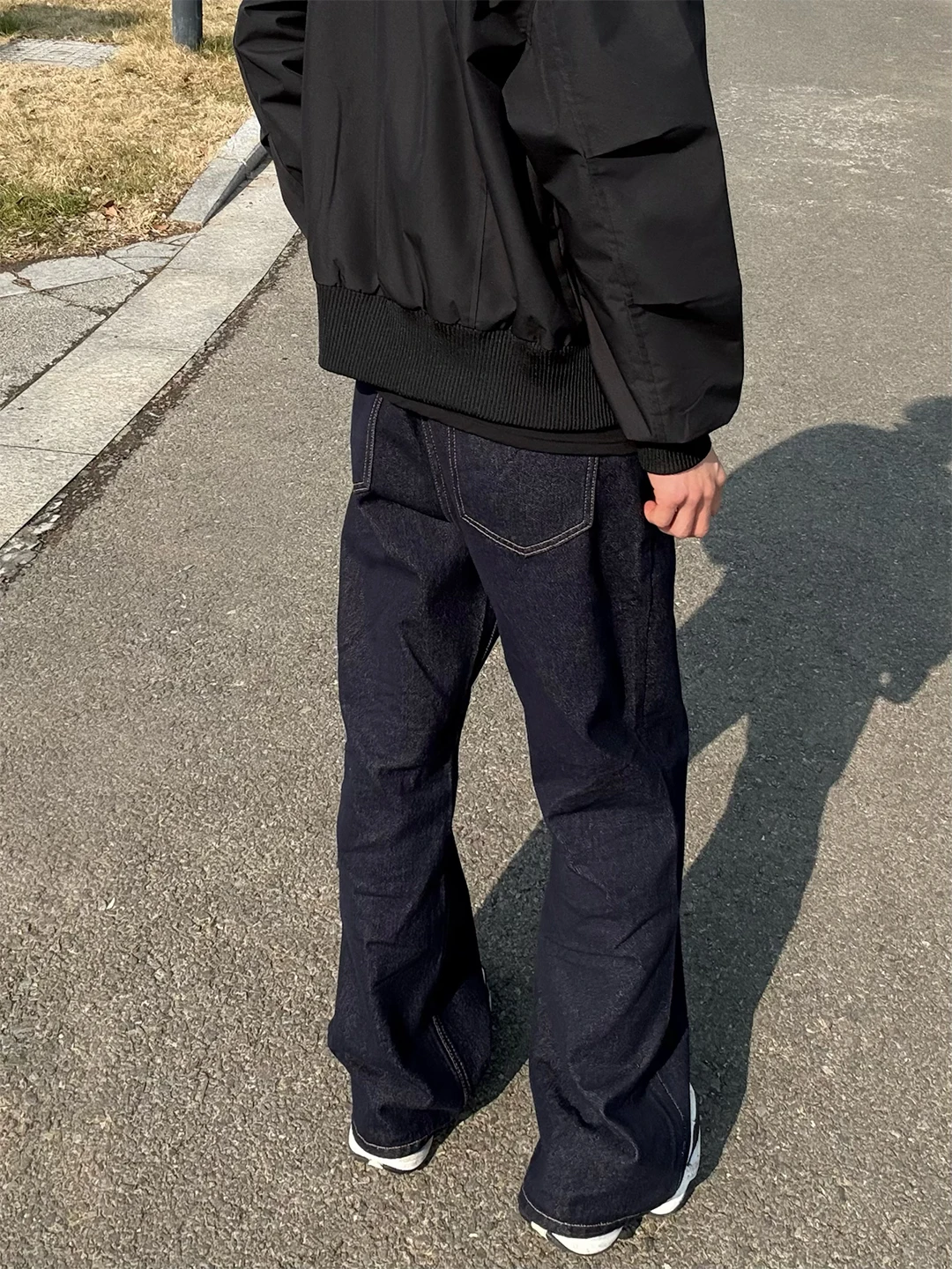 

Deep Blue Original Denim Flared Jeans Men's American High Street Straight Leg Pants Cleanfit Rise Jeans Casual Wear