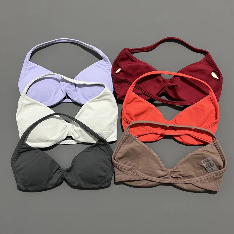 HISTELLO Impact Strappy Bra Damen High Support Push-up Gym Top Nahtloser Gepolsterter Sport-BH Scrunch Halter Workout Yoga Unterwäsche – Detail 9