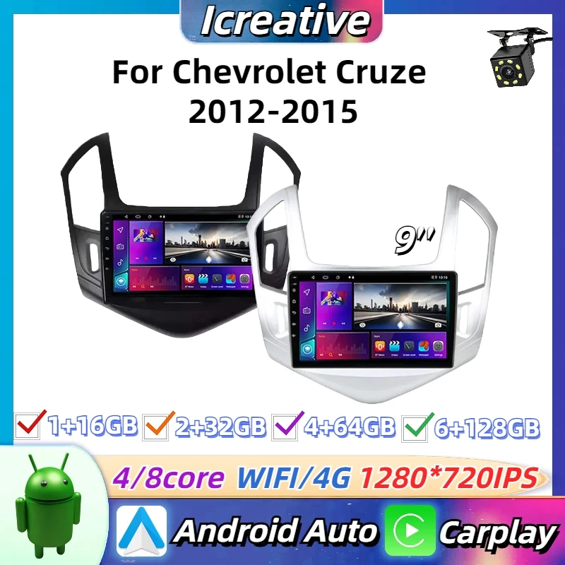 new Android Car Radio，Chevrolet Cruze 2012 - 2015 Wireless Carplay Multimedia Player 9‘’ Screen 2Din Stereo Autoradio Navigation