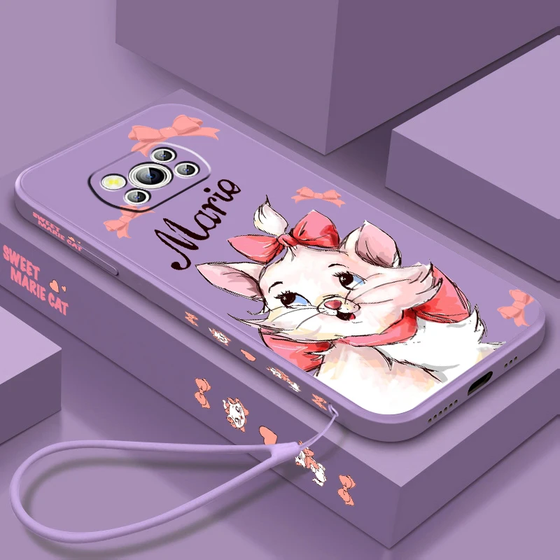 Disney Aristocats Cute Mary Liquid Left Rope For Xiaomi Mi Poco X6 X5 X4 X3 M6 M5 M5S M4 M3 F5 F4 F3 Pro 5G Soft Phone Case