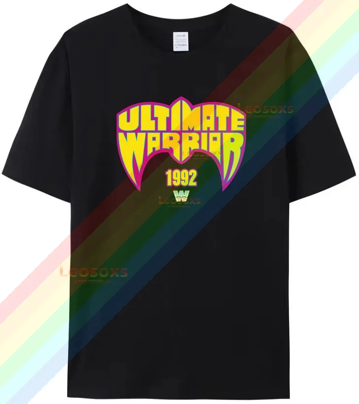 

New WWE Mask Men's Wrestling The Ultimate Warrior Printed Cotton T-Shirt Original Savage Sports Short SleeveNO1