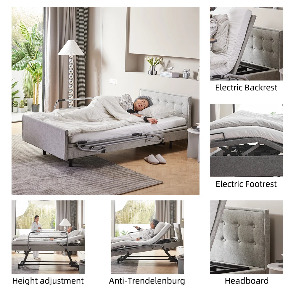 Modern home care bed for elderly electric wooden nursing bed medical home care wood hospital bed for home