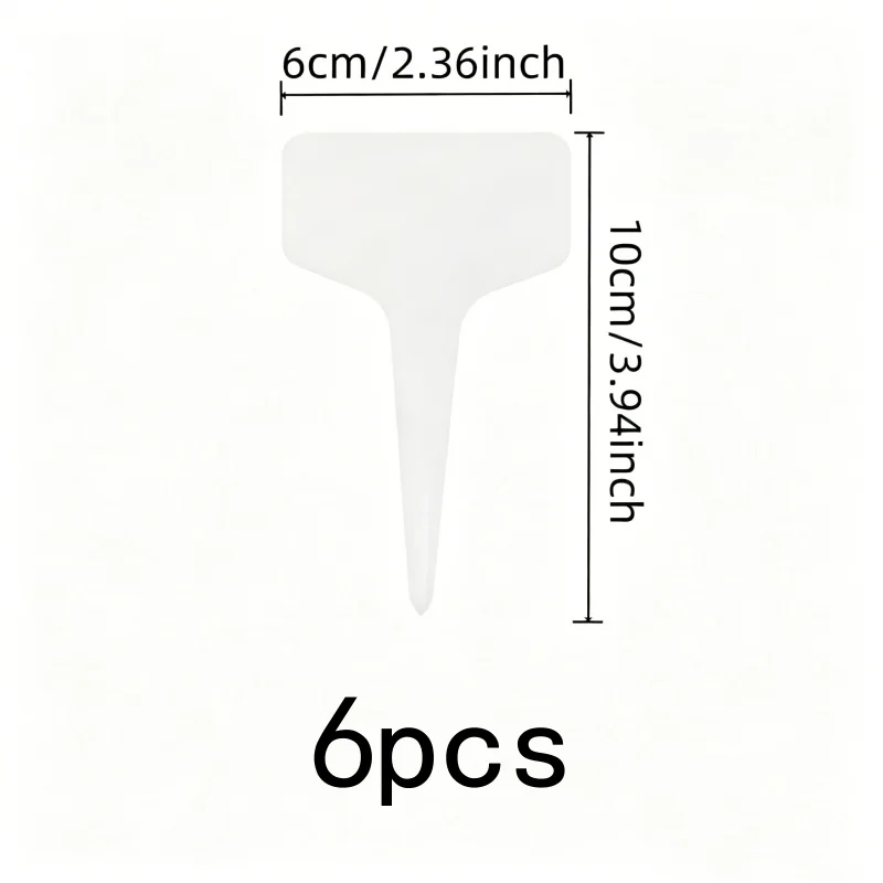 6 pcs T-Shape Plant Markers, Outdoor Garden Marking, Smooth Writable Surface, Waterproof Fade Resistant
