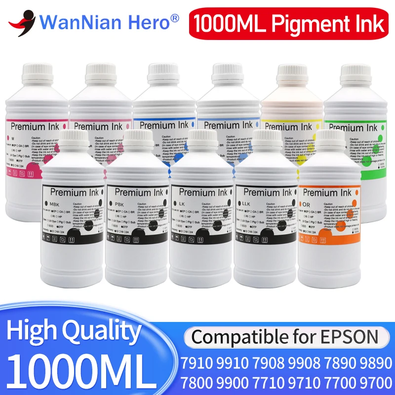 

1000ml Pigment ink For Epson 7910 9910 7908 9908 7890 9890 7800 9900 7710 9710 7700 9700 Inkjet Printer (11 Color Available)