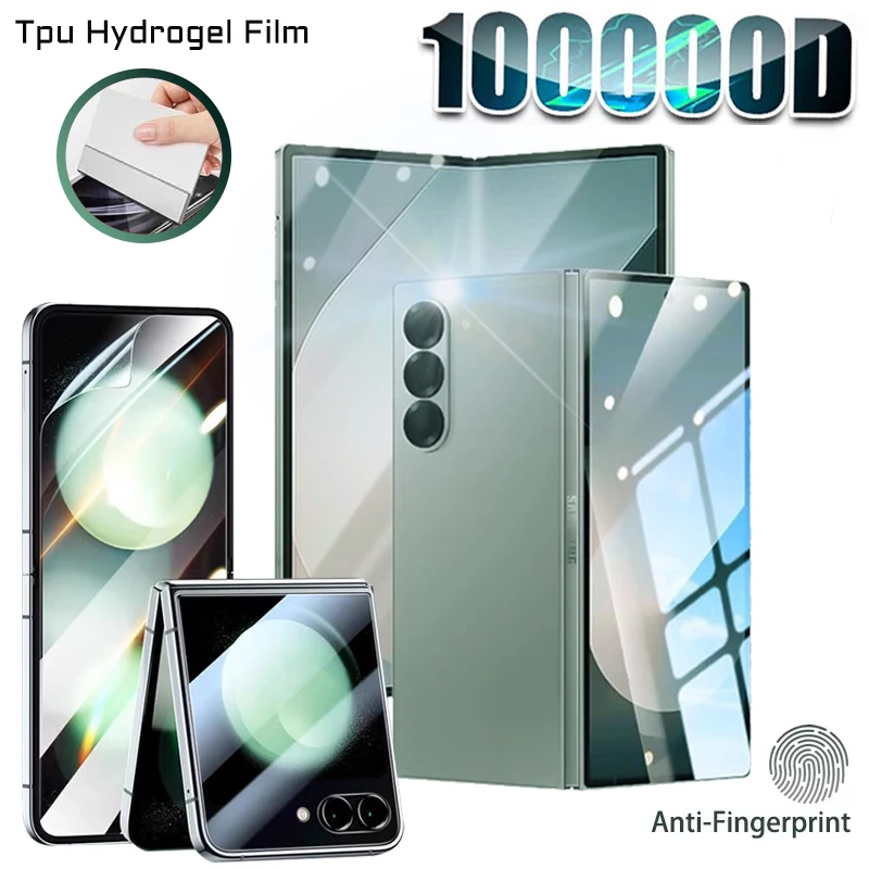 For Samsung Galaxy Z Fold 6 5 4 Front Back Screen Protectors Z Flip 3 2 Diamond Hydrogel Film 5G Fold6 Flip6 Fold4 Not Glass