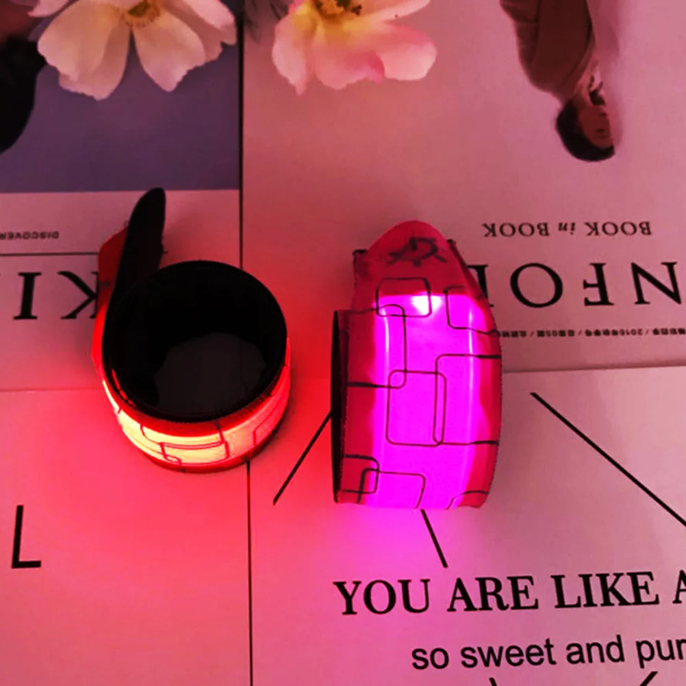 

LED PVC Slap Bracelets Wristbands Night Running Safety Bands Reflective Luminous Slap Bracelets High Visibility Night