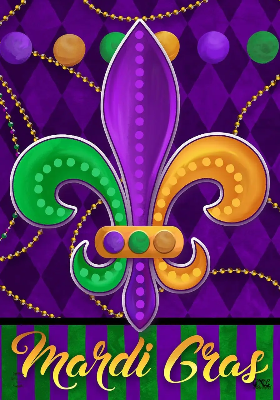 Mardi Gras Fleur-De-Lis Double Sided Garden Flag 18" x 12.5" Briarwood Lane TTW LLG GGO