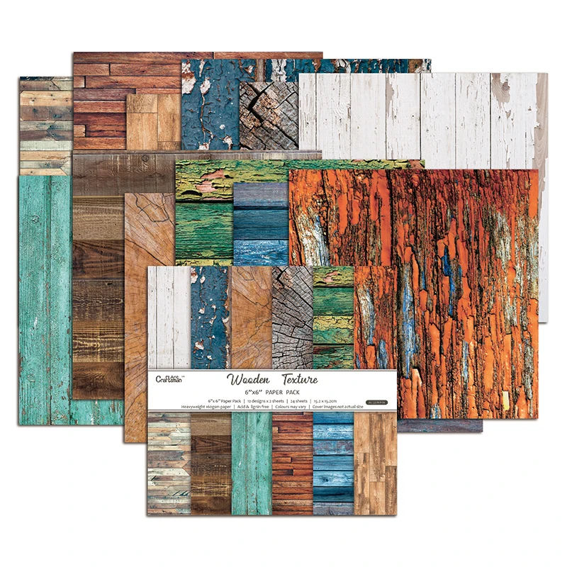 

KSCRAFT 6" Single-side Printed Wooden Texture pattern creative papercraft art paper handmade scrapbooking kit set books