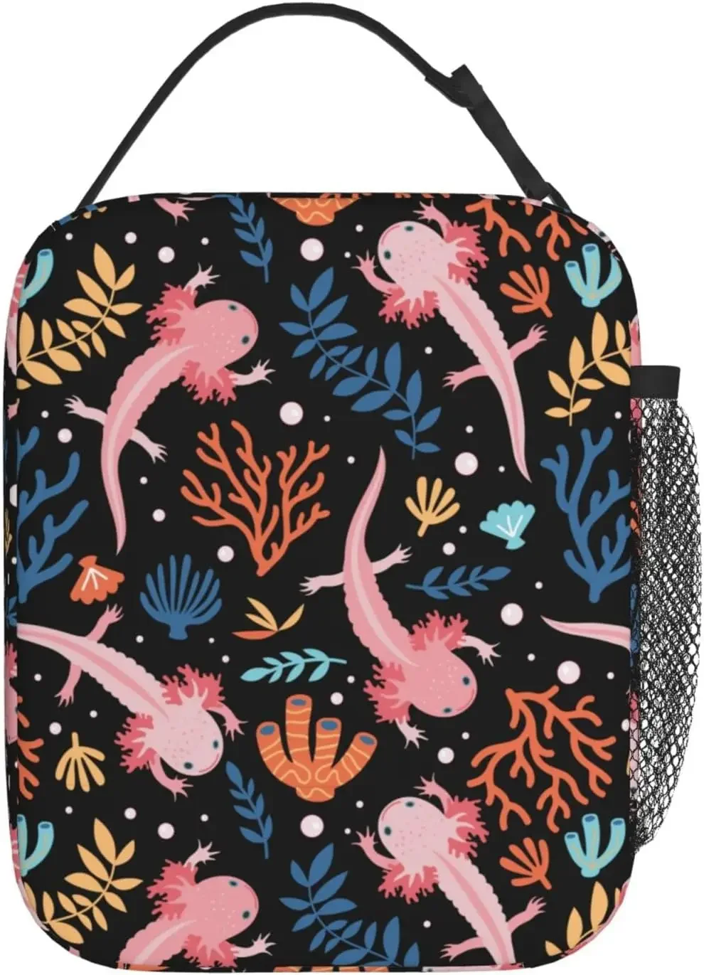 Axolotl Lunch Box Reusable Insulated Lunch Bag Thermal Cooler Bento Tote for Boys Girls School Men Women Picnic Travel Hiking