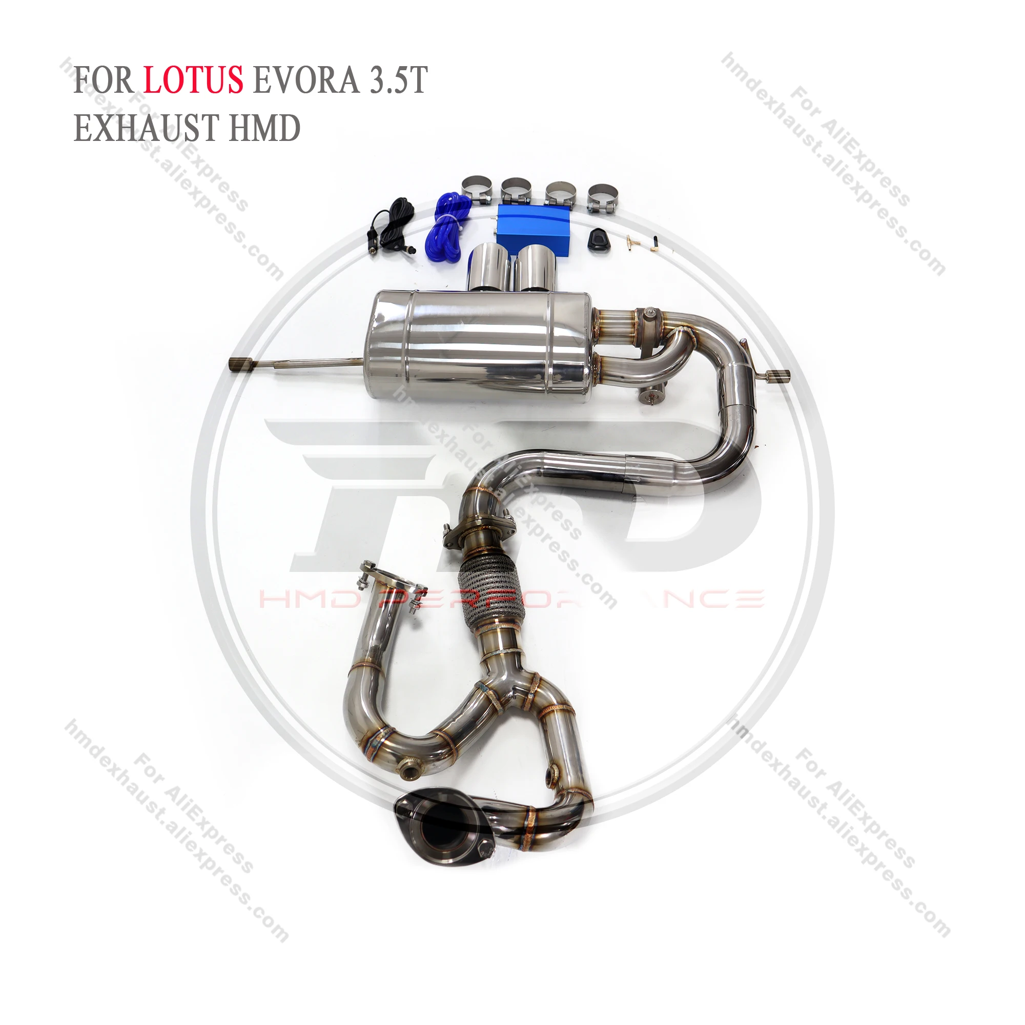 High Quality Catback For Lotus EVORA 3.5T Stainless Steel Exhaust System Vacuum Valve Muffler Tips Resonant Tube HMD