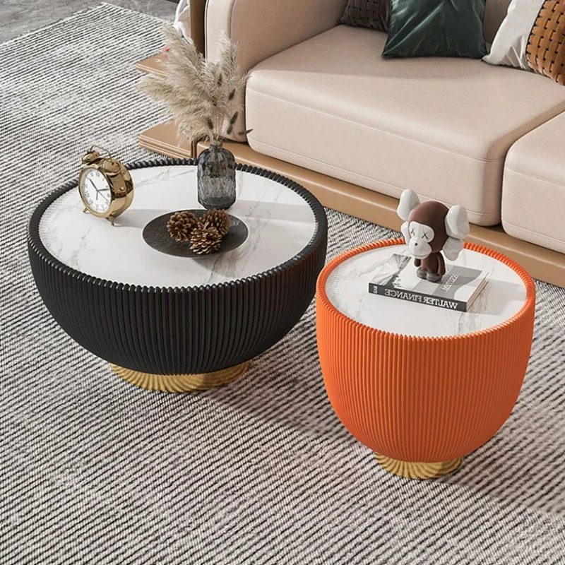 

Black Nordic Side Table Modern Aesthetic Waterproof Minimalist Round Coffee Table Living Room Floor Mesita Auxiliar Furniture