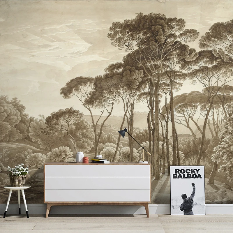 Custom European Landscape Wallpapers Oil Painting TV Background American Retro Restaurant Wallpaper Living Room Big Tree Mural