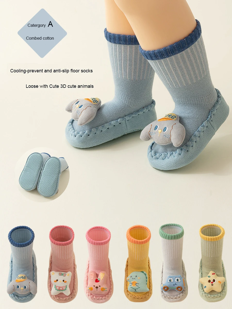 Infant Anti-Slip Cotton Socks with Rubber Soles  Middle Length Winter Floor Socks for 0-2 Years Baby Antiskid Coldness Isolation