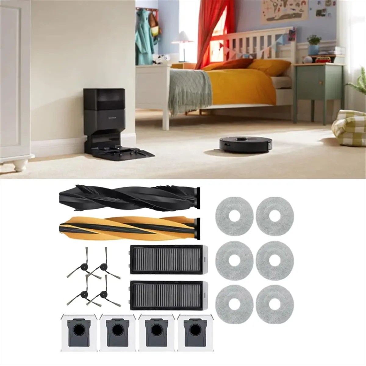 AT59 18 Pcs for Dreame X50 Ultra/X50 Master/L50 Pro Ultra Vacuum Roller Side Brush HEPA Filter Mop Pad Dust Bag